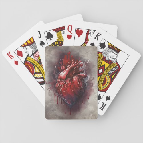Gothic Witchery  Shadowy Heart with Bleeding Drip Playing Cards