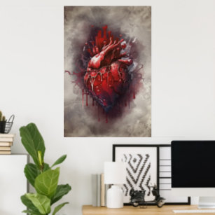 Gothic Witchery   Shadowy Heart with Bleeding Drip Poster