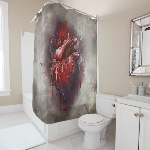 Gothic Witchery  Shadowy Heart with Bleeding Drip Shower Curtain