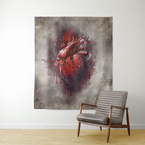 Gothic Witchery  Shadowy Heart with Bleeding Drip Tapestry