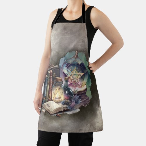 Gothic Witchery  Spellbook Tomes and Crystal Ball Apron