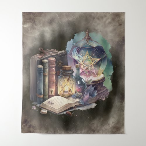Gothic Witchery  Spellbook Tomes and Crystal Ball Tapestry