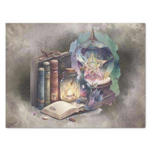 Gothic Witchery  Spellbook Tomes and Crystal Ball Tissue Paper