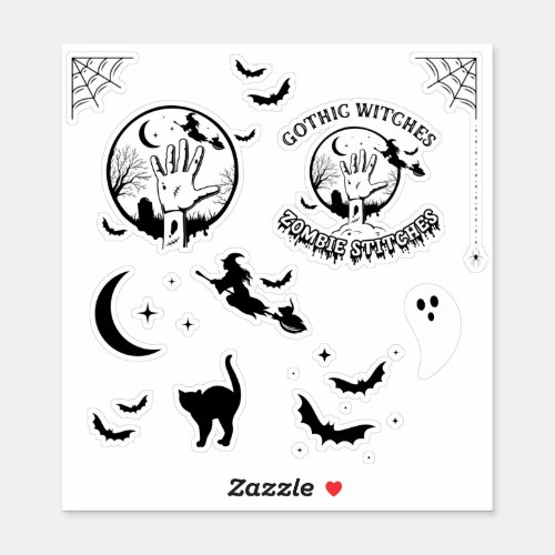 Gothic Witches Zombie Stitches Sticker Cutouts