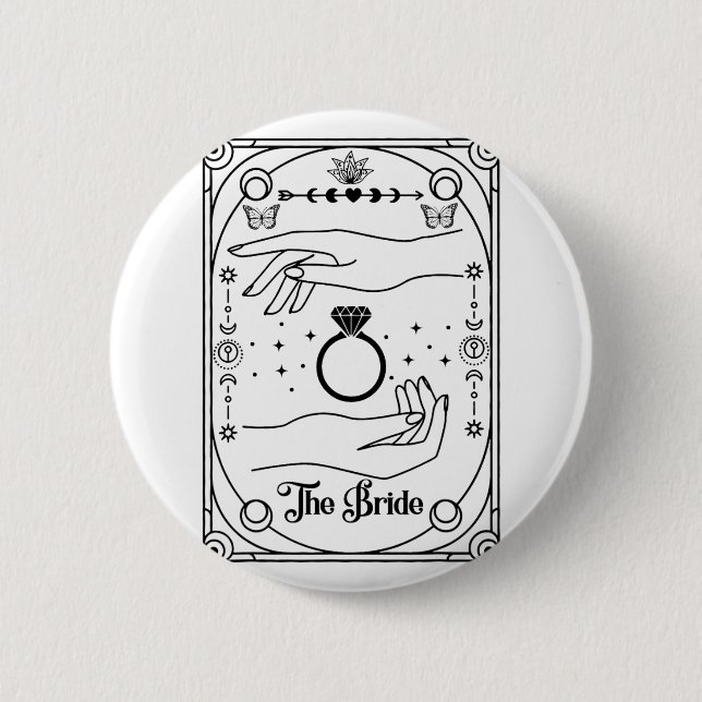 Gothic Witchy Bride Coven Tarot Halloween Bachelor Button (Front)
