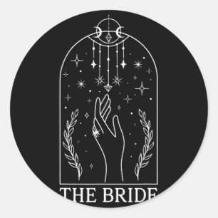 Gothic Witchy Bride Coven Tarot Matching Bachelore Classic Round Sticker