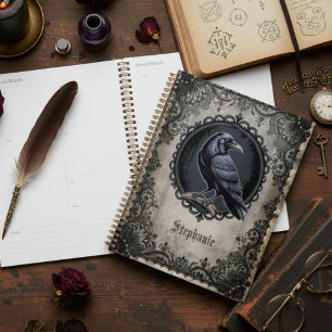 Gothic Witchy Crow Botanical Nature Gift Planner