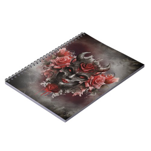 Gothic Wizardry  Dark Horned Demon with Red Eyes Notebook