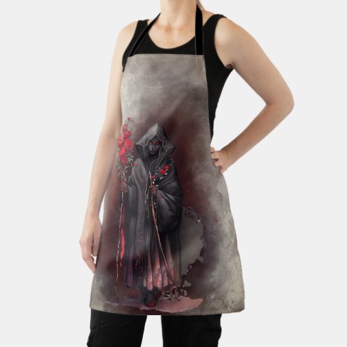 Gothic Wizardry  Dark Shadowy Witch with Red Eyes Apron