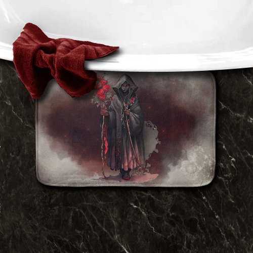 Gothic Wizardry  Dark Shadowy Witch with Red Eyes Bath Mat