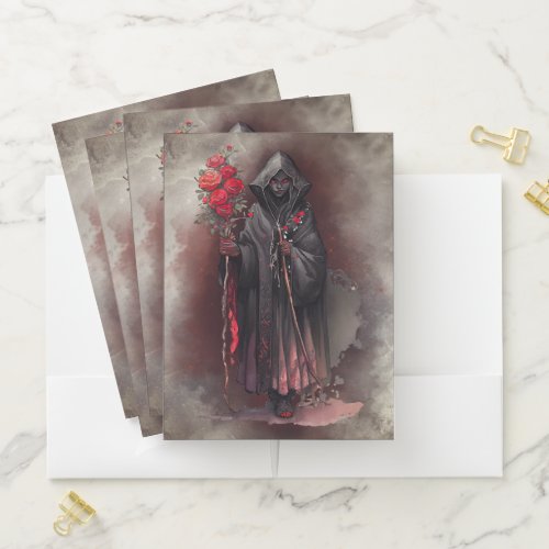 Gothic Wizardry  Dark Shadowy Witch with Red Eyes Pocket Folder