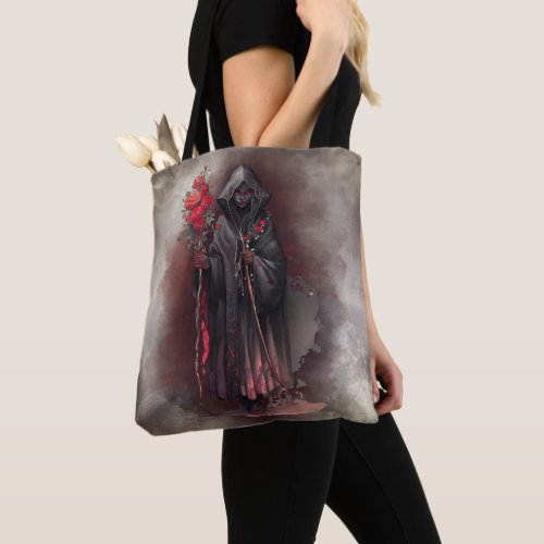 Gothic Wizardry  Dark Shadowy Witch with Red Eyes Tote Bag