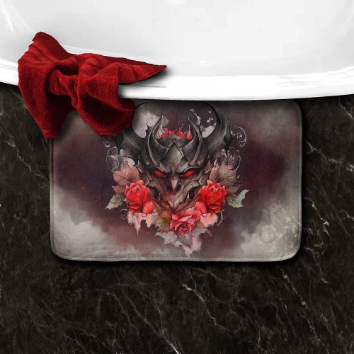 Gothic Wizardry  Red Eyed Demon Beast with Roses Bath Mat