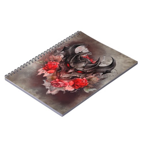 Gothic Wizardry  Red Eyed Demon Beast with Roses Notebook