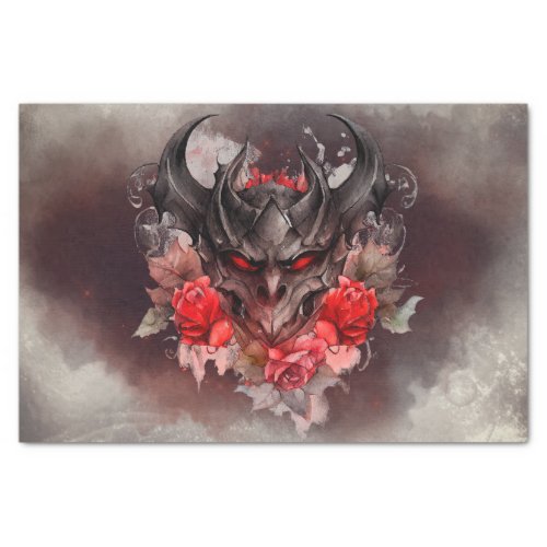 Gothic Wizardry  Red Eyed Demon Beast with Roses Tissue Paper