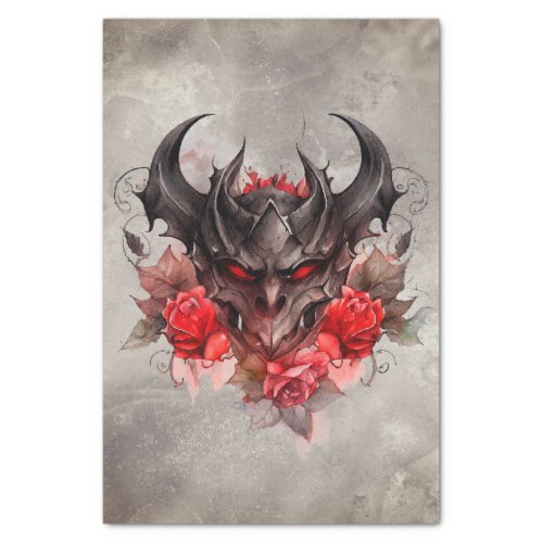 Gothic Wizardry  Red Eyed Demon Beast with Roses Tissue Paper