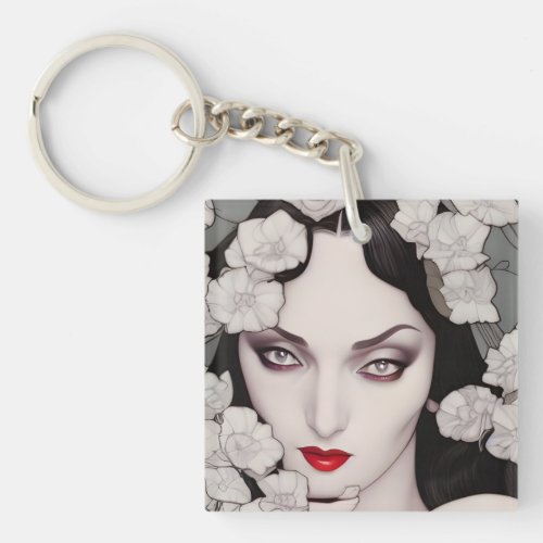 Gothic Woman AI Generated Art Keychain