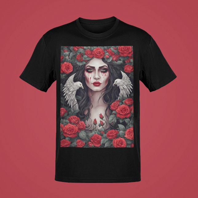 Gothic Woman Evil Darkness Rose Thorns Blood Tears T-Shirt (Creator Uploaded)