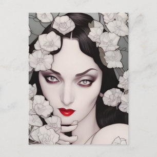 Gothic Woman Florals Postcard
