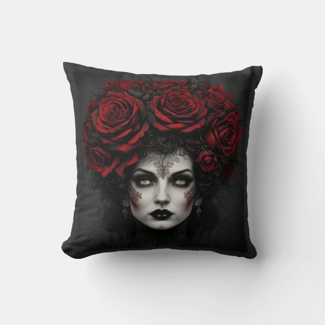 Gothic Woman Throw Pillow (Front)