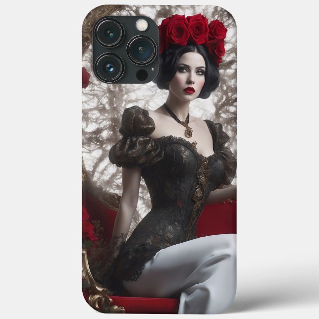 Gothic Woman with Red Rose Headpiece Case-Mate iPhone Case (Back)