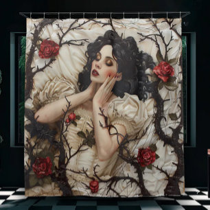 Gothic Woman with Thorns and Roses Shower Curtain