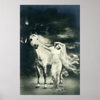 Gothic woman with white horse poster