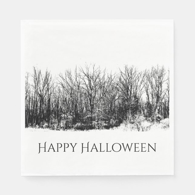 Gothic Woods Black White Halloween Party  Napkins (Front)