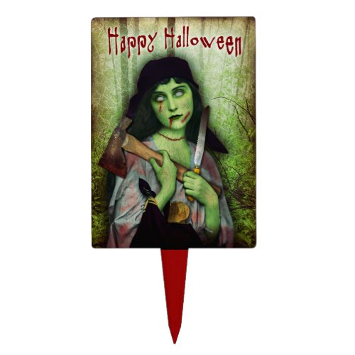 Gothic Zombie Girl Halloween Horror Cake Topper