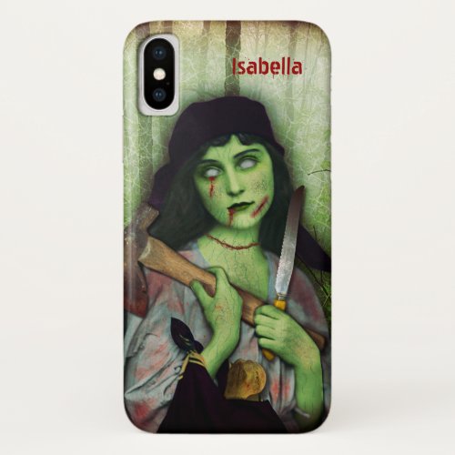 Gothic Zombie Girl Halloween Horror Name iPhone X Case
