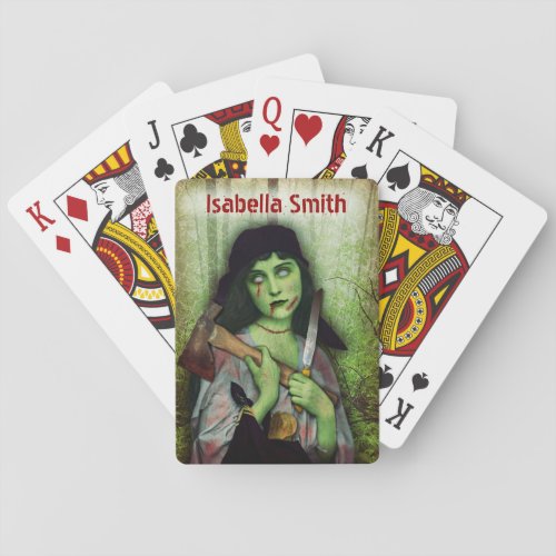 Gothic Zombie Girl Halloween Horror Poker Cards