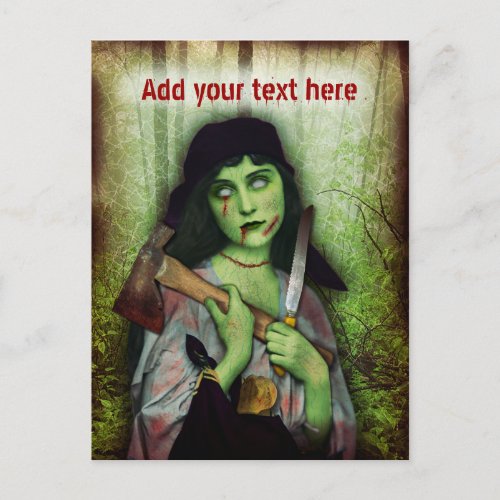 Gothic Zombie Girl Halloween Horror Postcard