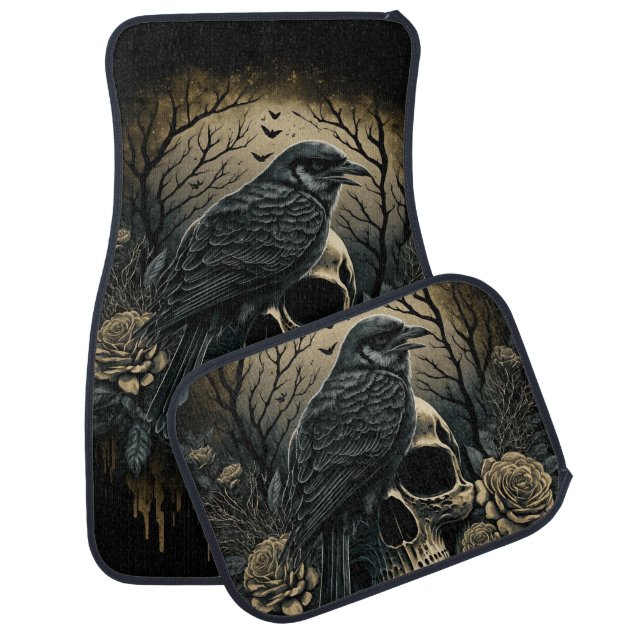 40 Stück Halloween Servietten - Schwarze Papierservietten Mit Totenkopf & Rabe Motiv