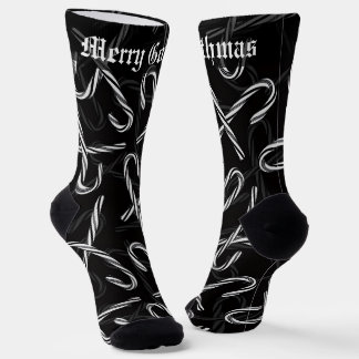Gothmas Black and White Candy Cane Pattern Socks