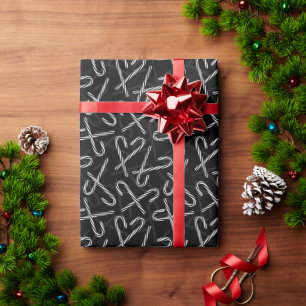 Gothmas Black and White Candy Cane Pattern Wrapping Paper