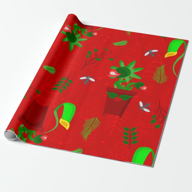 gothmas christmas venus flytrap creepmas wrapping paper (Unrolled)