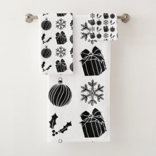 Gothmas Things - Snowflake, Holly, Present, and Ba Bath Towel Set
