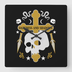 Goths Skull And Cross Wold Goth Day Square Wall Clock
