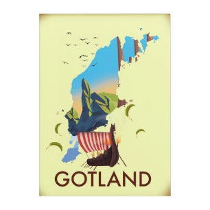 Gotland Baltic Sea Viking Travel map Acrylic Print