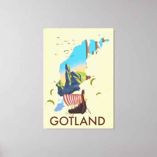 Gotland Baltic Sea Viking Travel map Canvas Print