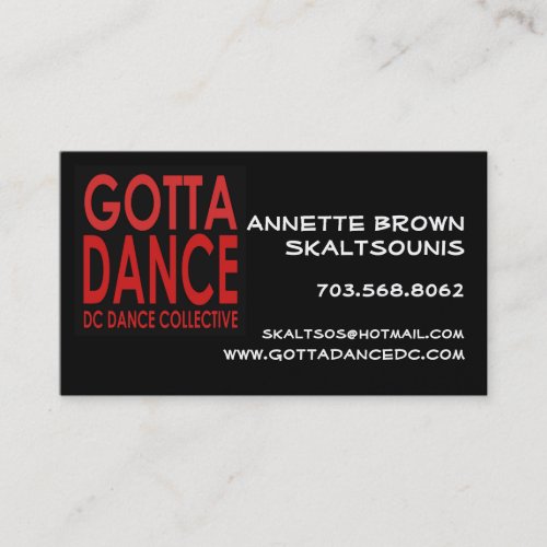Gotta Dance Business Card