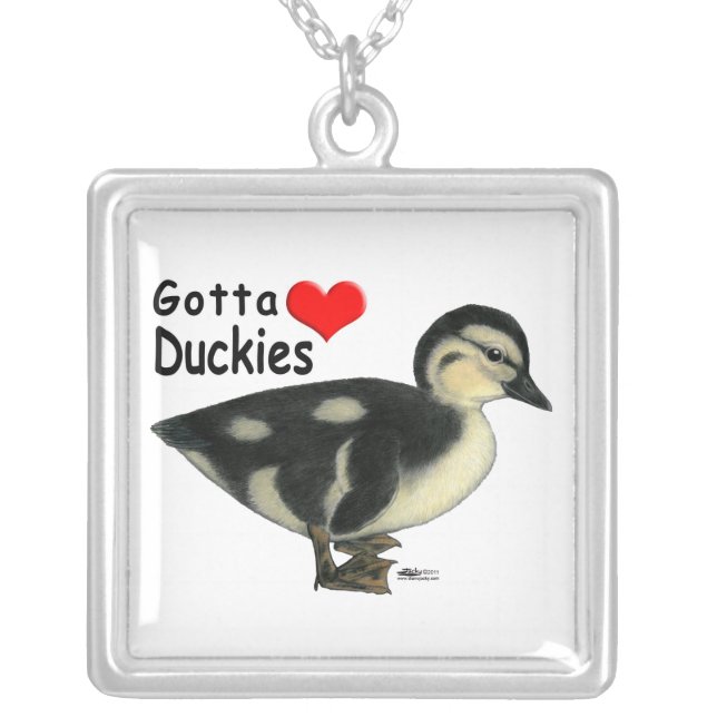 Gotta Love Duckies Silver Plated Necklace (Front)