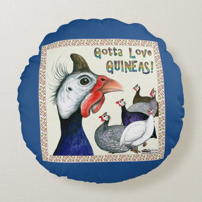 Gotta Love Guineas! Round Pillow (Front)