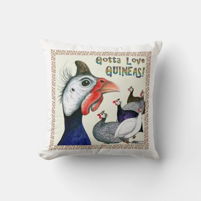 Gotta Love Guineas! Throw Pillow (Front)