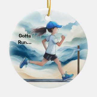 Gotta Run Female Runner Keepsake Ceramic Ornament