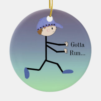 Gotta Run Male Running Figure Ceramic Ornament