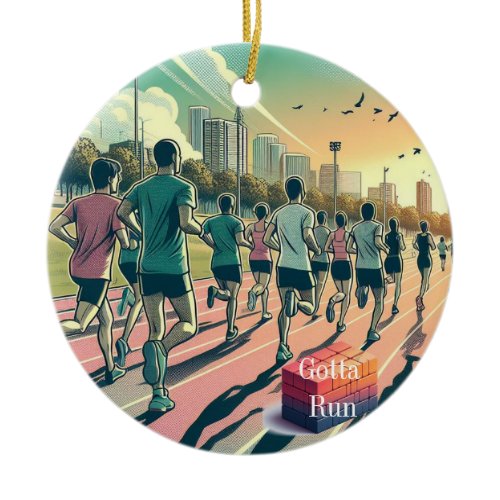 Gotta Run Running Club Pop Art Ceramic Ornament