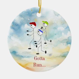 Gotta Run Running Figures Ceramic Ornament