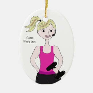 Gotta Work Out Female Weight Lifting Ceramic Ornament