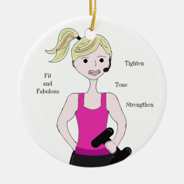 Gotta Work Out Female Weight Lifting Ceramic Ornament (Front)